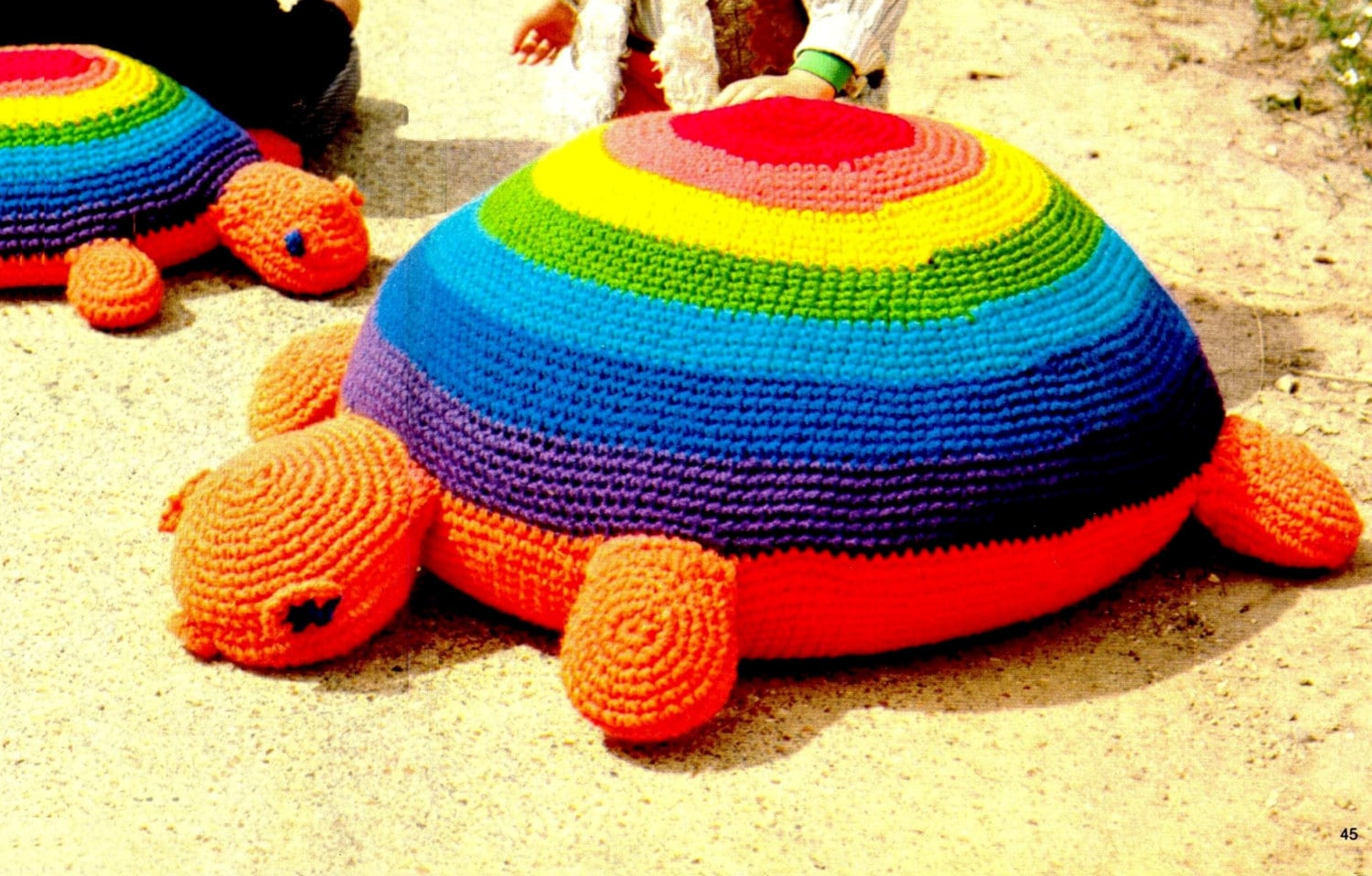 Crochet Pattern Vintage 70s TURTLE Floor Pillow by KinzieWoolShop