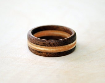 Wood Ring - Walnut and Birch Ring - Wooden Ring