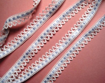 Crochet Cluny Lace Trim, Lavender / White, 5/8" inch, 1 Yard, For Scrapbook, Mixed Media, Accessories, Home Decor, Gifts