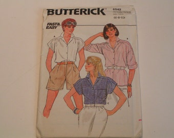 Vintage Butterick Pattern 6542 Fast Easy Miss Blouse