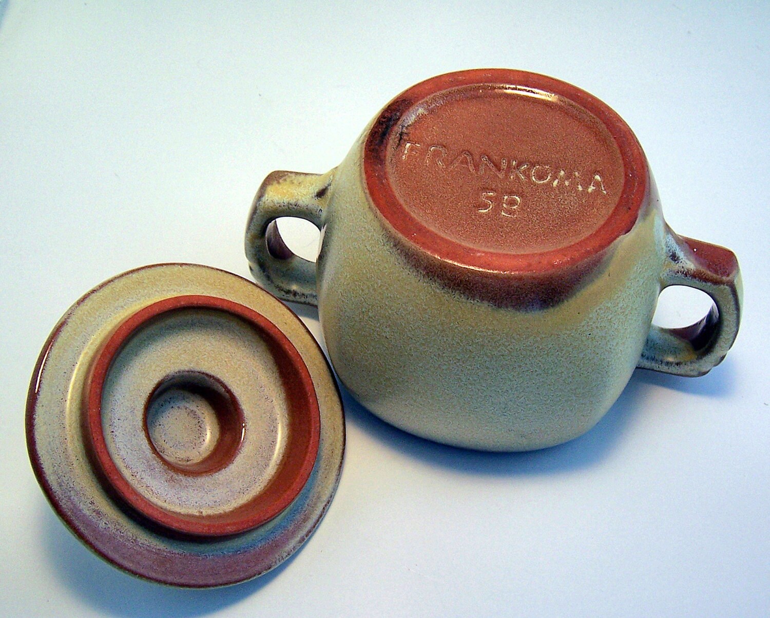 Frankoma Pottery Sugar Bowl with Lid Plainsman Gold