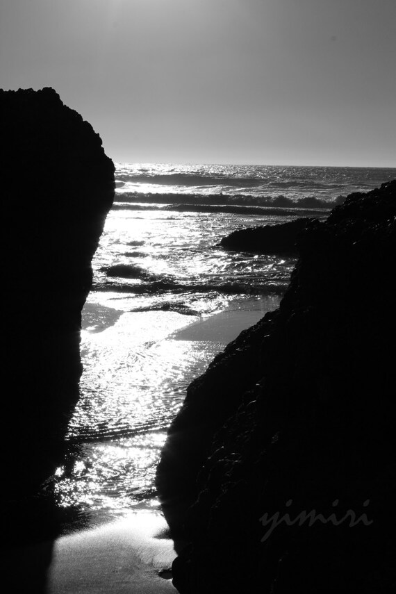 Items similar to Black and White Cliffs Along the Beach Vertical