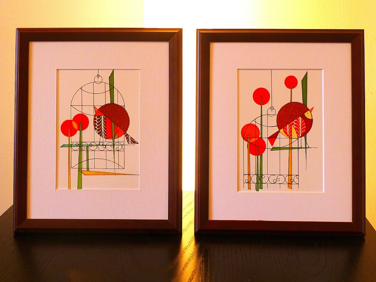 Original Mid Century Modern Bird art 5x7 print by COLBYandFRIENDS