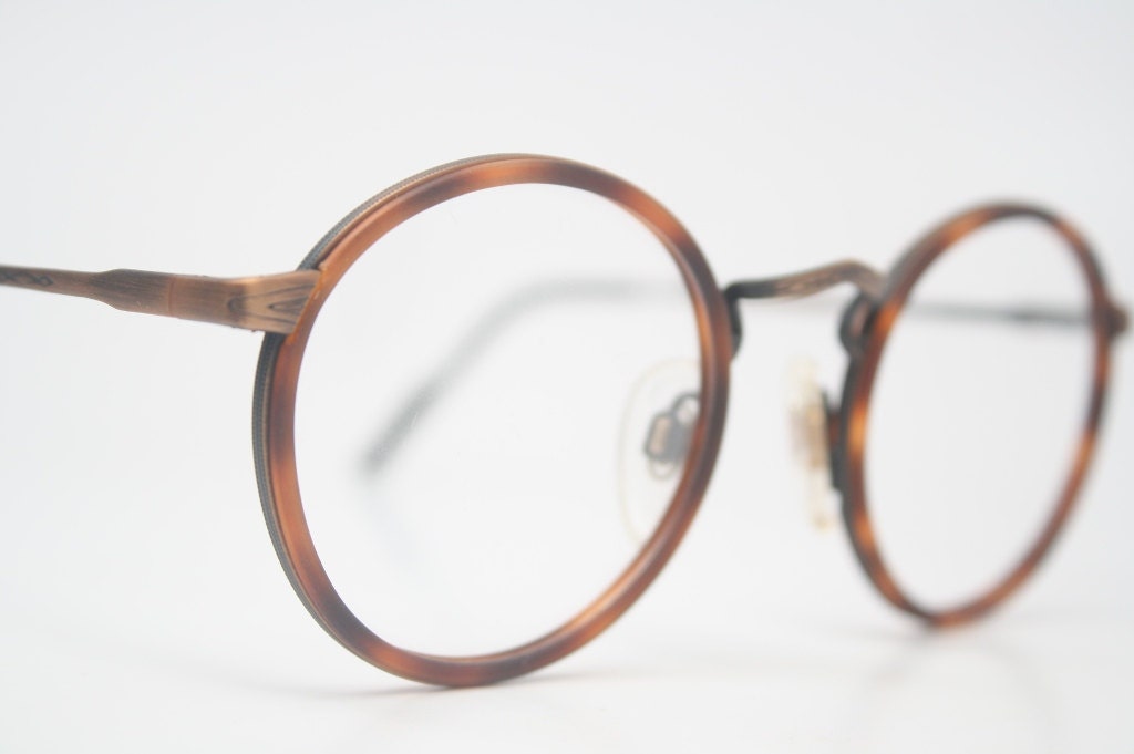 Vintage Eyeglass Frames Bronze Tortoise Retro shaped
