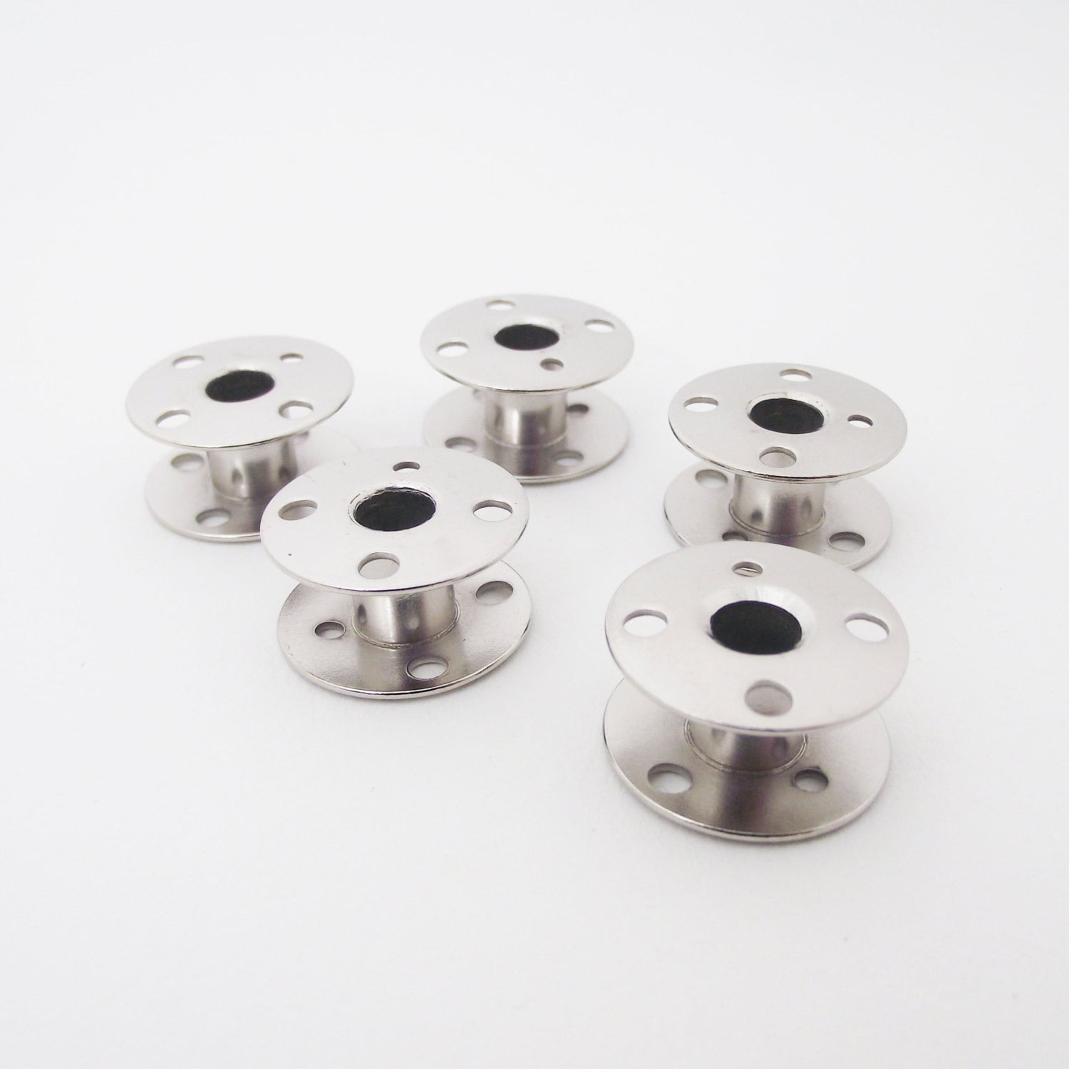 Metal sewing machine bobbins. Set of 5. Singer style. Class