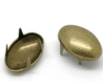 50pc 11x7mm antique bronze finish Spike Rivet Studs-1977