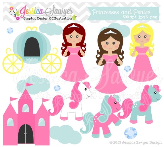 INSTANT DOWNLOAD, princess clip art, fairytale clipart, for commercial use, invitations, scrapbooking, design Il_570xn