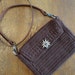 Crochet Crossbody Messenger Bag Purse Dark Brown Lined Leather Strap