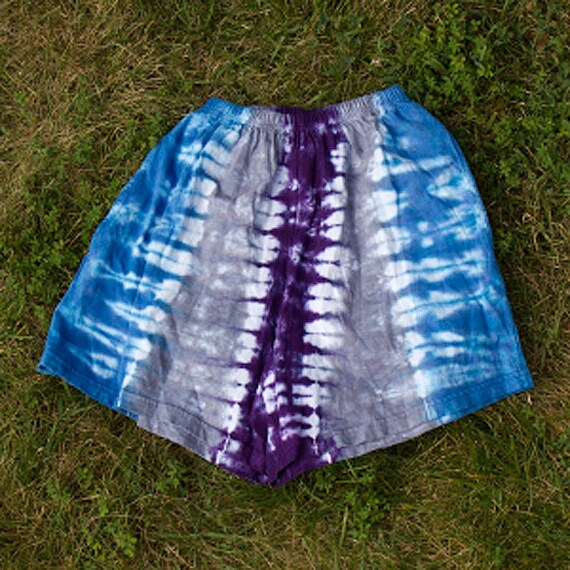 Purple Gray and Blue TieDye Shorts for Men or Women