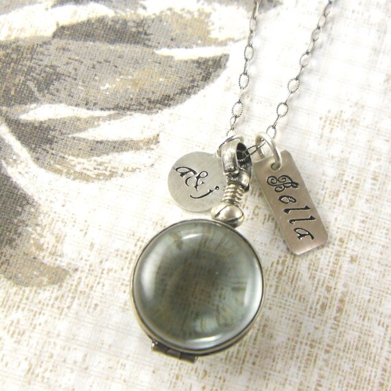 Glass Locket New Mom Jewelry Keepsake Necklace Parents