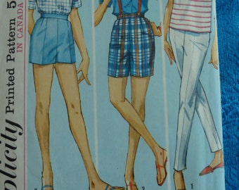 Vintage 1960s Simplicity sewing pattern 5281 pants and shorts