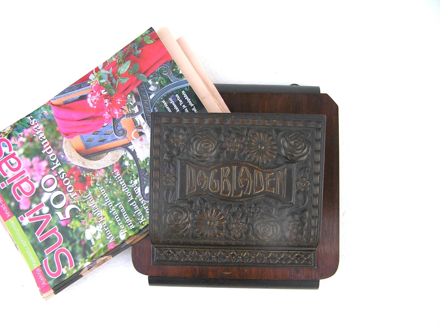 Newspaper holder wall hanging vintage organizer magazine rack