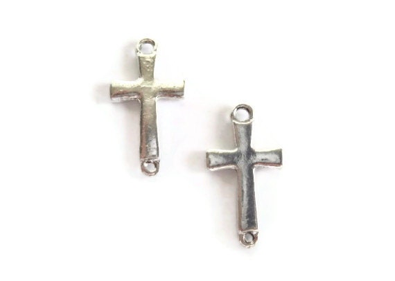 Silver Links, cross Charms, charms Cross Cross Chandelier Cross, Sideways  with holes two