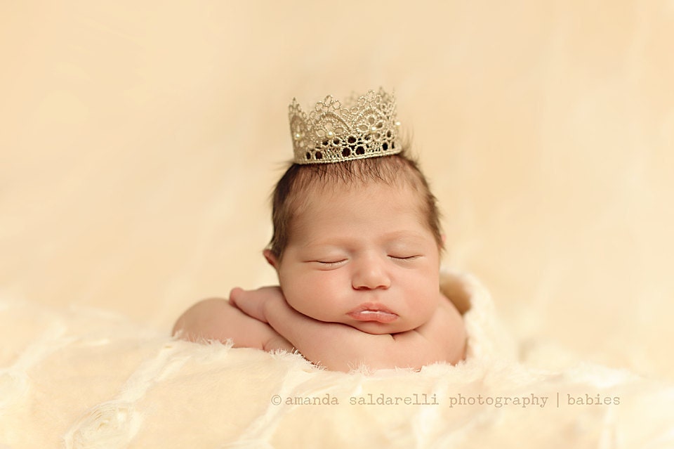 Beaded Lace Crown Baby Photo Prop Baby Girl Princess Crown