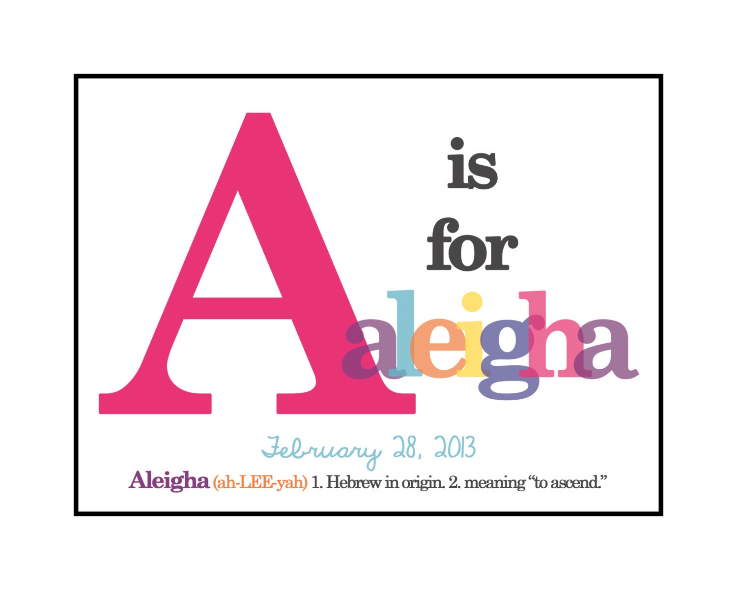 Personalized Name Meaning Printable Wall Art DIY Baptism