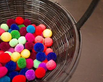 1" Small Yarn Pom Pom, Handmade Pompoms, Craft Supply Balls, Party Pom Pom,Yarn Balls, Garland Pom Poms, ,Assorted Colors 50+ Pom Pom