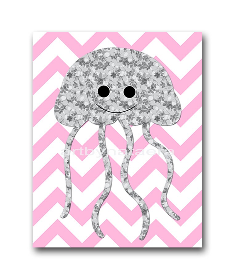 Sea Jellyfish Baby Girl Nursery Decor Baby Nursery by artbynataera
