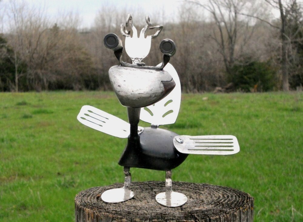 Golf Club Bird Metal Sculpture Yard Art Garden Art Found