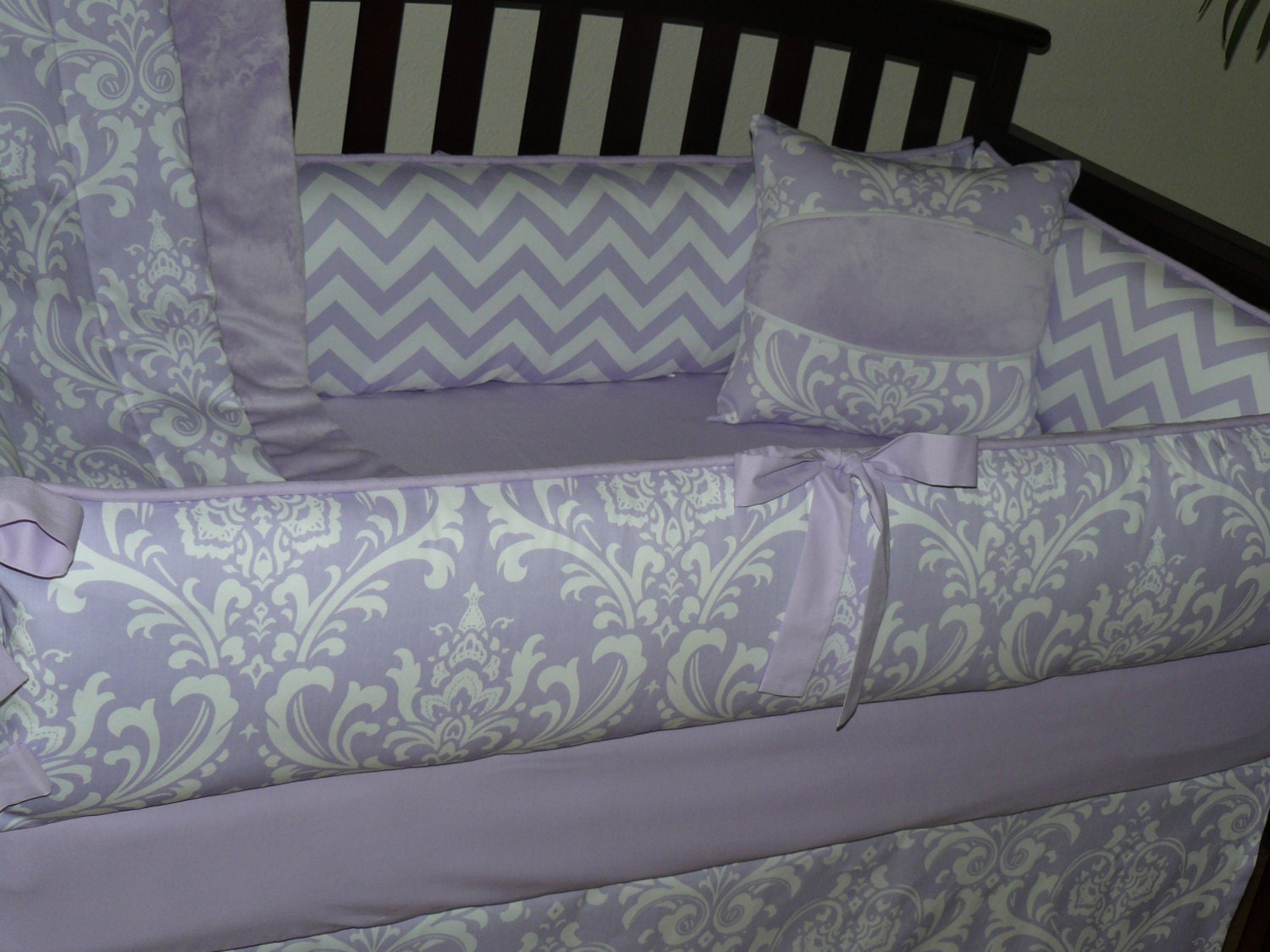 Baby Bedding Lilac Osborne Damask Chevron Custom Baby Girl
