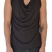 Draped Neck Sleeveless Hoodie Black
