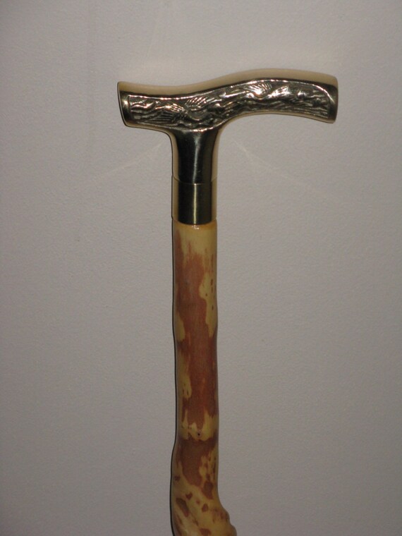 Walking stick/ Brass handle by stickmaker on Etsy