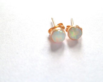 Opal, small opal earrings, gold stud earrings 14k gold fill white Australian natural 4mm, mothers day