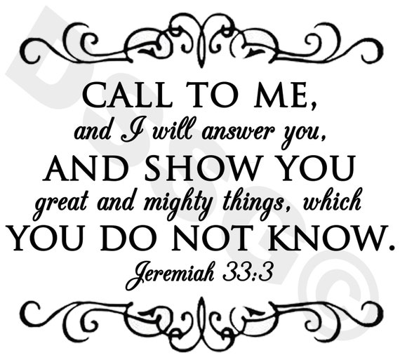 Call To Me Jeremiah 33:3 Vinyl Art Decal