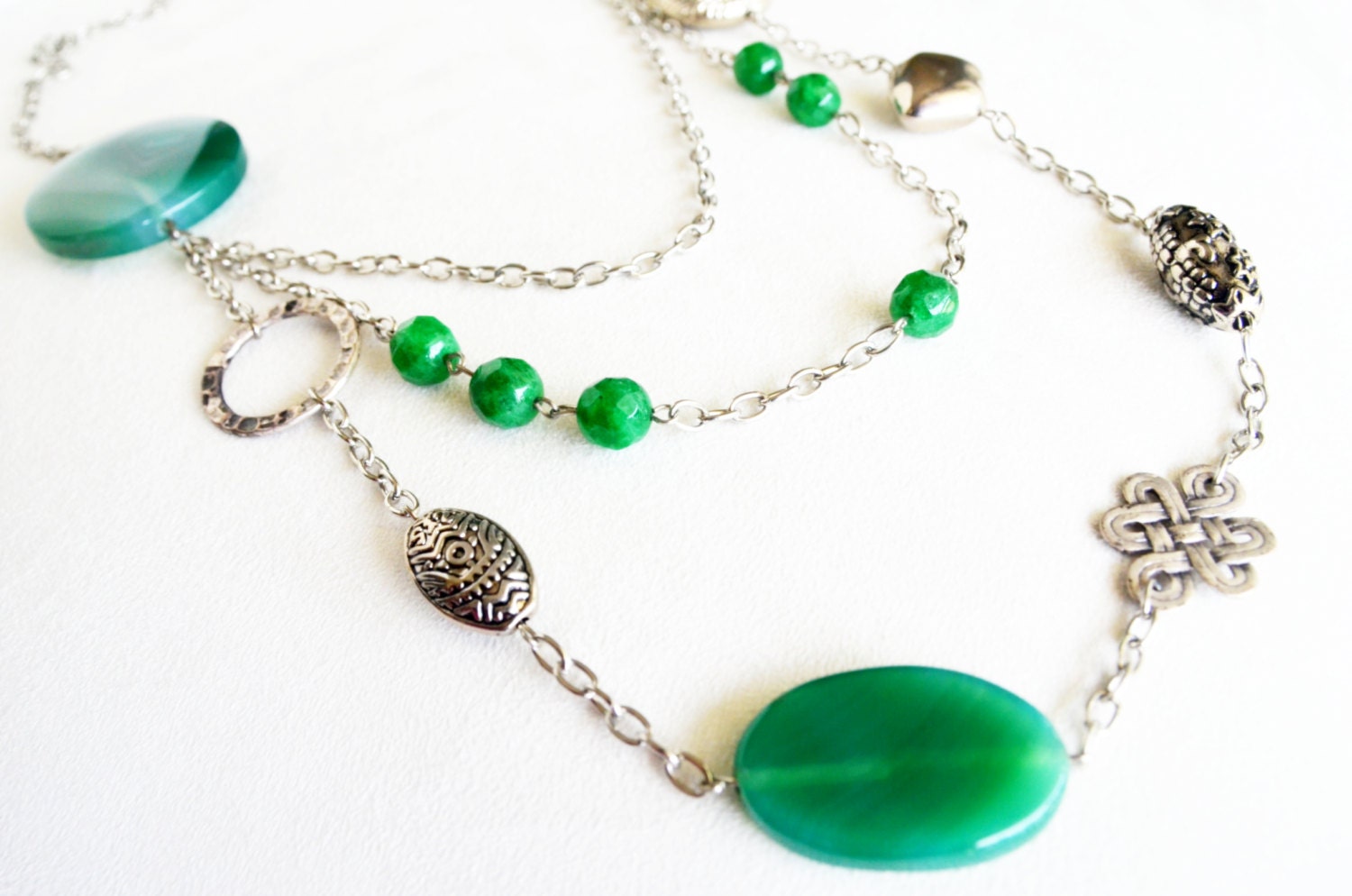 Green Necklace Natural Stone Necklace Green Gemstone By Sestras