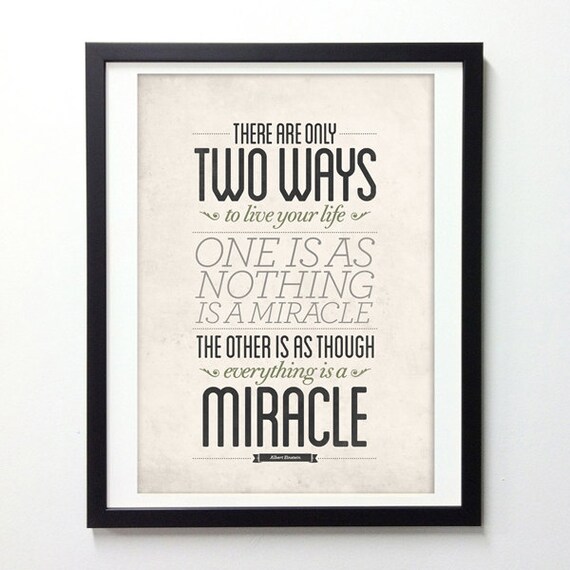 Items similar to Motivational Poster "Everything Is A Miracle" Albert