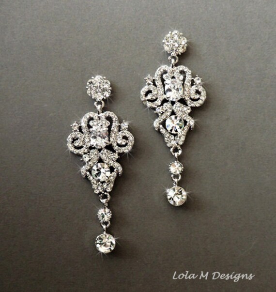 Art nouveau Bridal chandelier earrings, wedding jewelry, rhinestone chandelier earrings, bridal jewelry, crystal earrings, wedding earrings