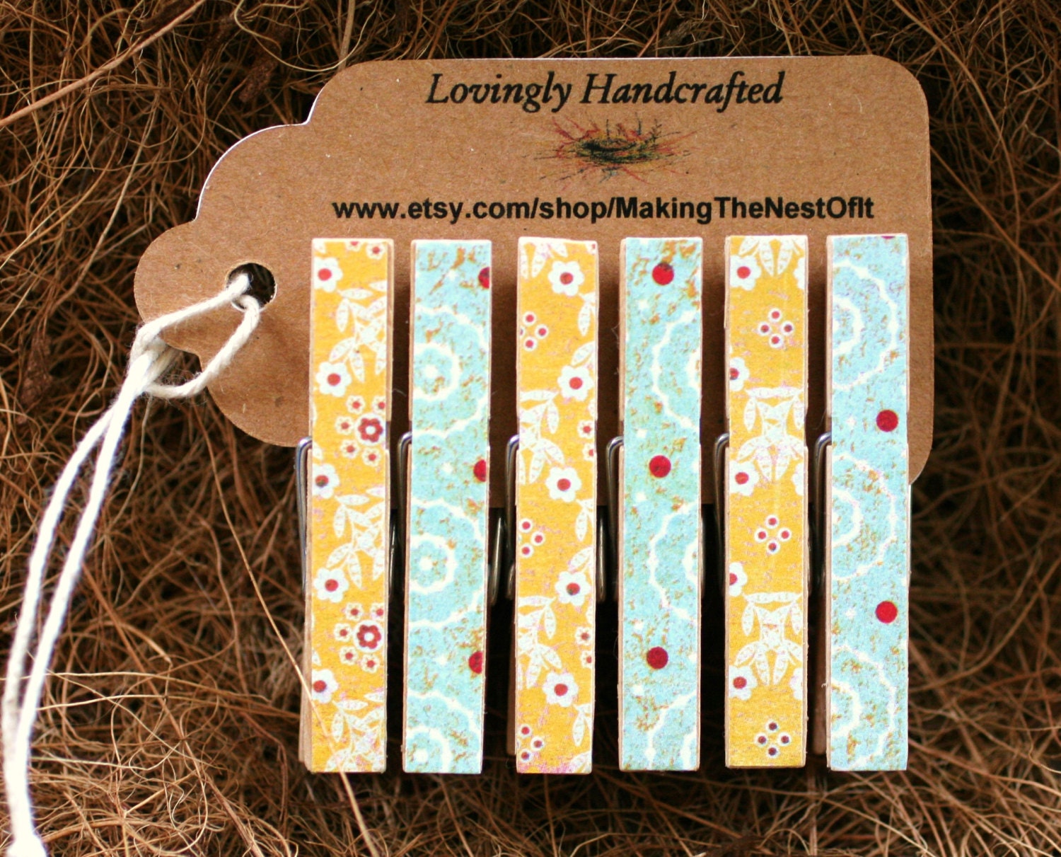 Clothes Pins Yellow and Blue Mini Size Clothespin