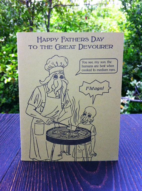 Cthulhu Funny Father's Day Letterpress Greeting Cards