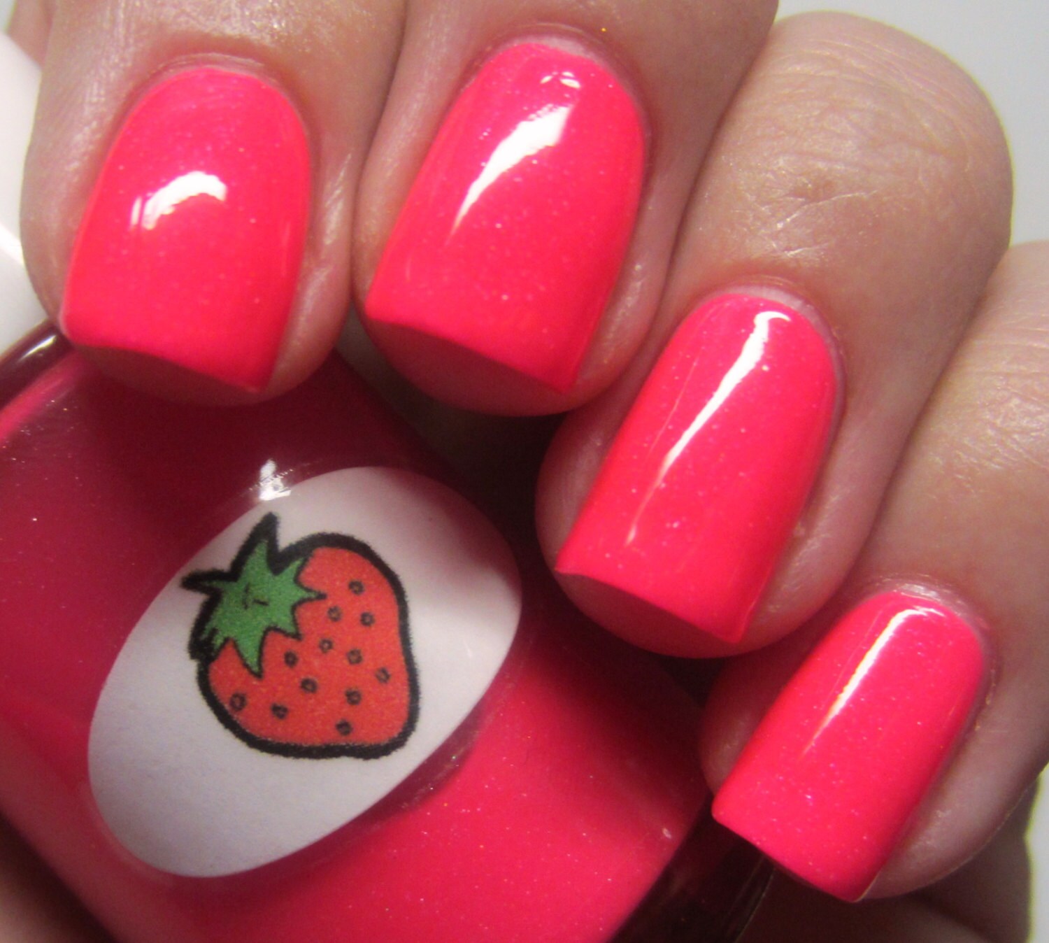 Neon Shimmer Jelly Strawberry Nail Polish