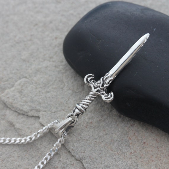 Sterling Silver Sword Necklace Sword Jewelry By LifeOfSilver