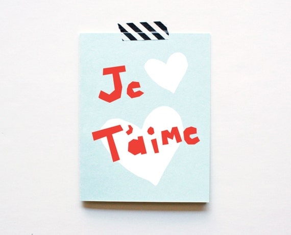 Je Taime, Love Card, French, Hearts