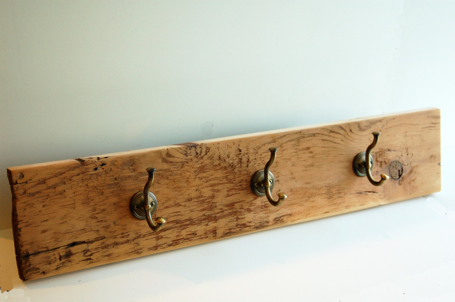 Reclaimed Antique Barn Wood Coat Rack with 3 by UpcyclartDesigns