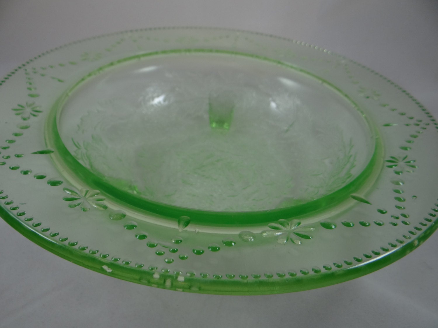 1930s Vaseline Glass Depression Glass Bowl and by