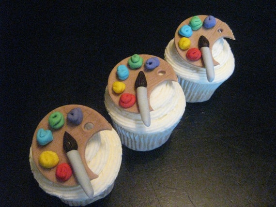 Artist Palette Fondant Cupcake Toppers