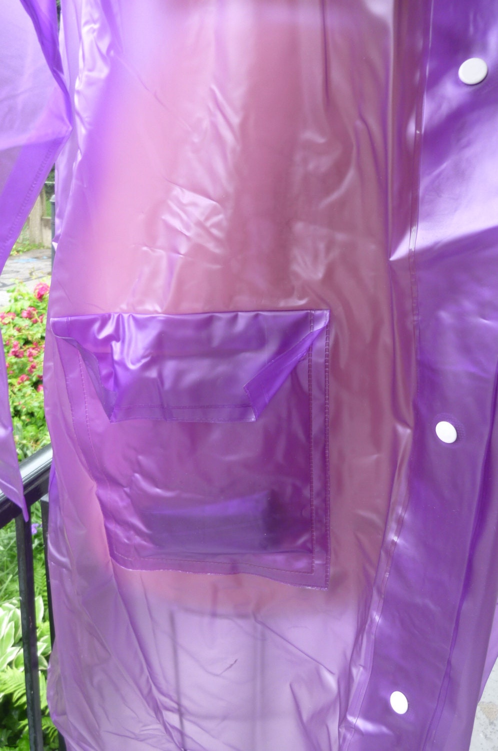 Vintage Vinyl Raincoat Plastic Raincoat Purple Vinyl Size