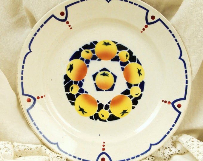 Large Antique Round Art Deco Serving Plate made by St Amand / French Decor / French Country Decor / Vintage Home / Table Ware / Ceramics Large Antique Round Art Deco Serving Plate made by St Amand / French Decor / French Country Decor / Vintage Home / Table Ware / Ceramics