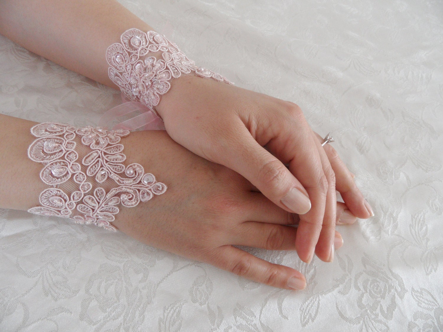 wedding accessories Bridal cuff pink cuff french by WEDDINGGloves