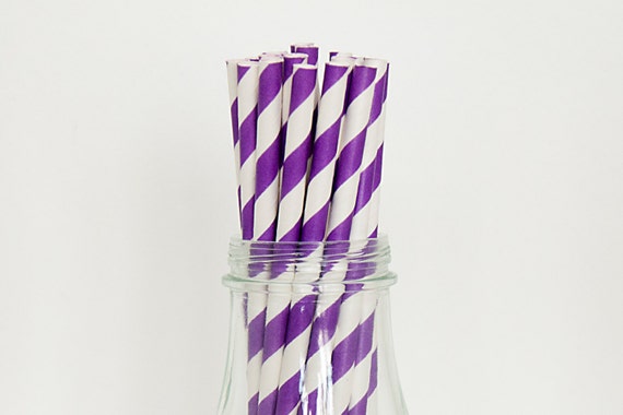 50 Vibrant Purple Paper Straws Retro Vintage Style Circus Wedding Birthday Bridal Baby Shower W/ Printable Flags Il_570xn