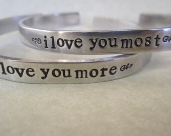 I Love You More I Love You Most lower case bracelets Sold as a pair
