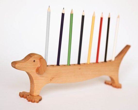 Wood Pen Holder Dachshund / Desk Organizer / Pencil by ...