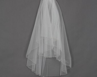 Handworked Beaded Edge Wedding Veil 2012, White Wedding Veil, Ivory Wedding Veil