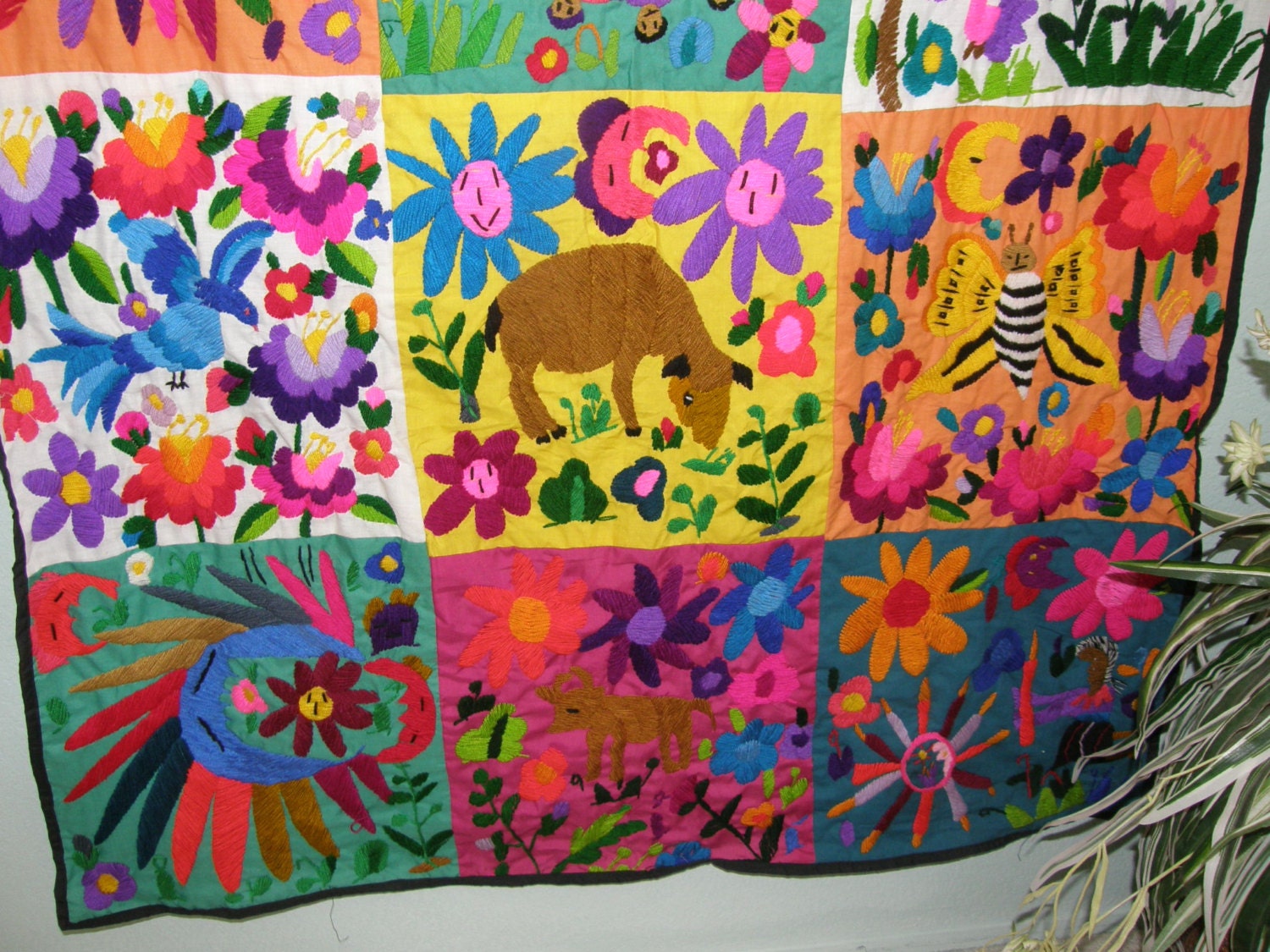 HAND EMBROIDERED MEXICAN Wall Hanging 40 x 70