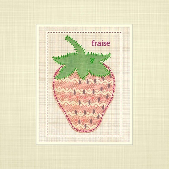 Items similar to Strawberry in French Kids wall art, Nursery art, Playroom art on Etsy