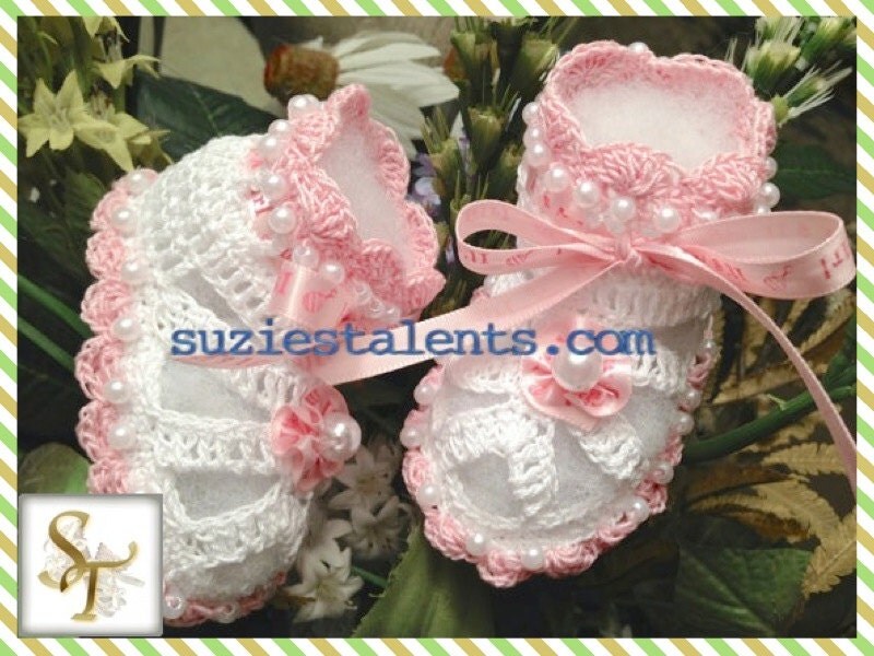 Baby Shoes with Beads Crochet Booties Baby by SuziesTalents