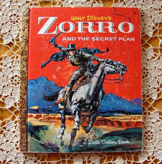 1958 Little Golden Book Walt Disney's Zorro & THE SECRET