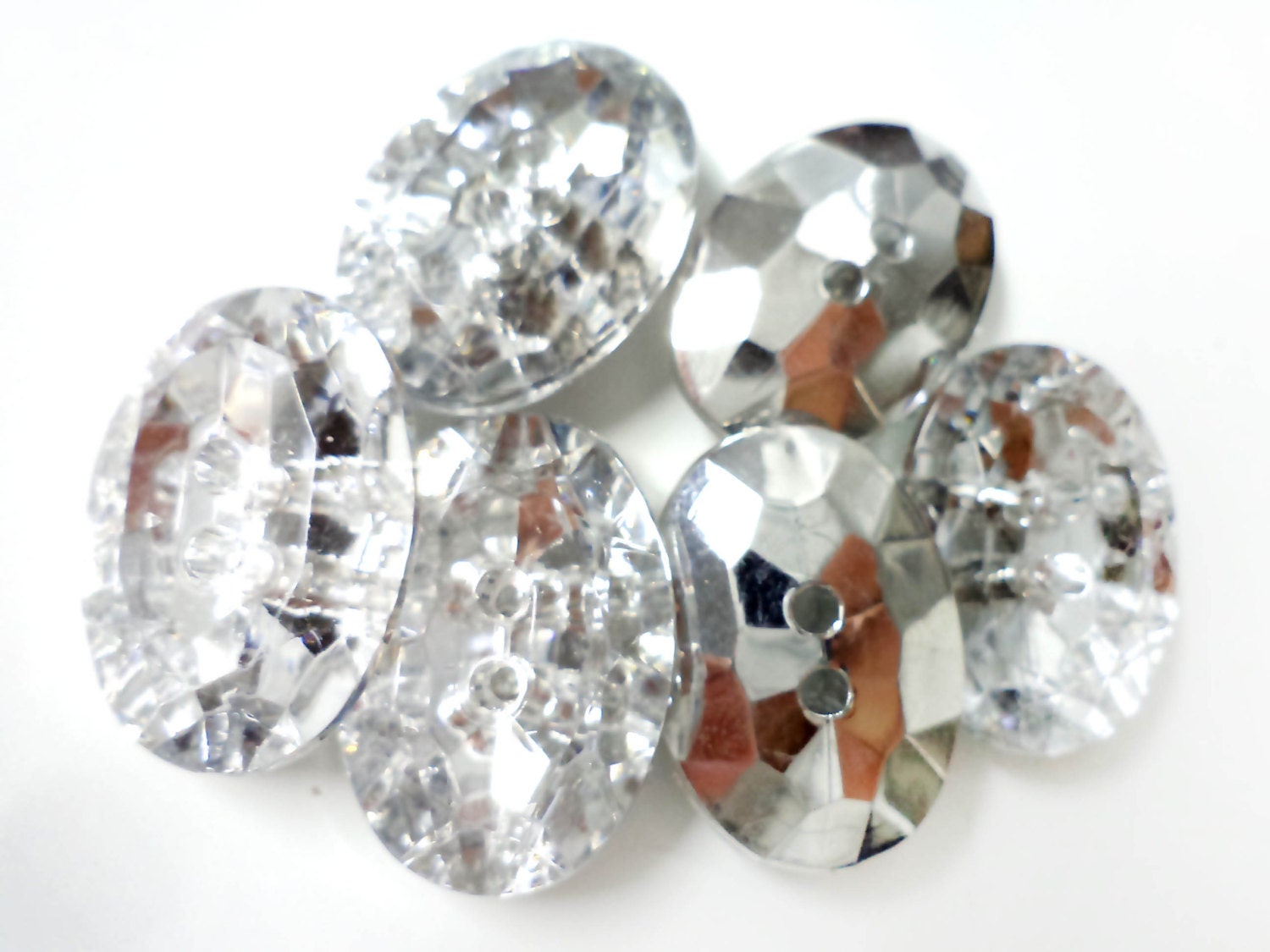 10 Rhinestone Crystal Diamond Buttons Large 20 mm Shiny
